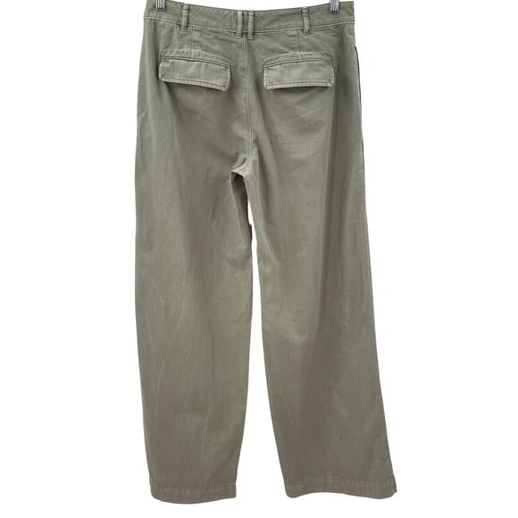 Vince Cotton Low Rise Wide Leg Pant Green 6 - Picture 8 of 8